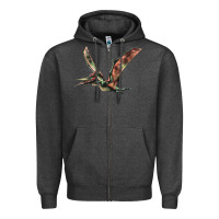 Charcoal Heather Pteranodon Zipper Hoodie - LillyAllenDesigns