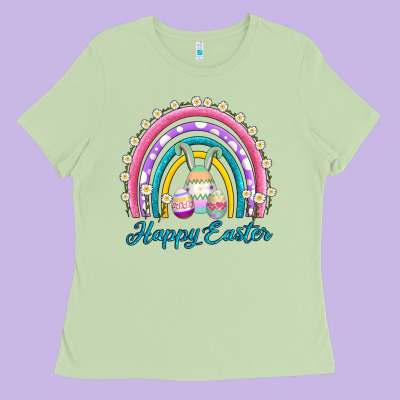 Easter Egg Bunny Rainbow Ladies Tee Designed By Adodesignshop