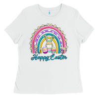 White easter egg bunny rainbow Ladies Tee - AdoDesignShop