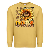 Antique Gold life is better with dogs sunflower Premium Sweatshirt - MaliasSmallBusiness