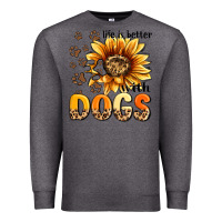 Charcoal Heather life is better with dogs sunflower Premium Sweatshirt - MaliasSmallBusiness
