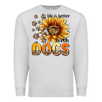 Dove Grey life is better with dogs sunflower Premium Sweatshirt - MaliasSmallBusiness