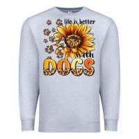 Heather Grey life is better with dogs sunflower Premium Sweatshirt - MaliasSmallBusiness