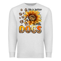 Oatmeal Heather life is better with dogs sunflower Premium Sweatshirt - MaliasSmallBusiness