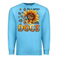 Ocean Blue life is better with dogs sunflower Premium Sweatshirt - MaliasSmallBusiness