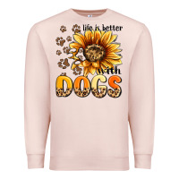 Pale Pink life is better with dogs sunflower Premium Sweatshirt - MaliasSmallBusiness