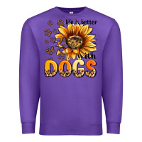 Purple life is better with dogs sunflower Premium Sweatshirt - MaliasSmallBusiness