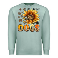 Seafoam life is better with dogs sunflower Premium Sweatshirt - MaliasSmallBusiness