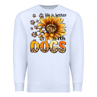 White life is better with dogs sunflower Premium Sweatshirt - MaliasSmallBusiness