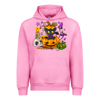 Fuchsia Pink Black cat pumpkin Urban Hoodie - NancyCooperArtShop