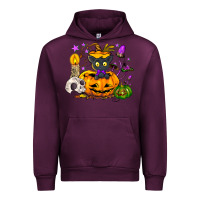 Mauve Wine Black cat pumpkin Urban Hoodie - NancyCooperArtShop