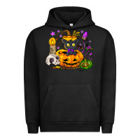 Pigment Black Black cat pumpkin Urban Hoodie - NancyCooperArtShop