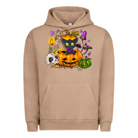 Pigment Burro Black cat pumpkin Urban Hoodie - NancyCooperArtShop