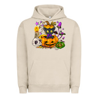 Pigment French Oak Black cat pumpkin Urban Hoodie - NancyCooperArtShop