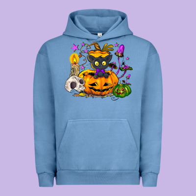 Black Cat Pumpkin Urban Hoodie Designed By Nancycooperartshop