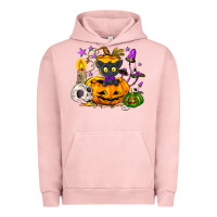 Pigment Salmon Black cat pumpkin Urban Hoodie - NancyCooperArtShop
