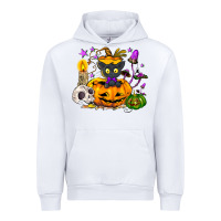 White Black cat pumpkin Urban Hoodie - NancyCooperArtShop
