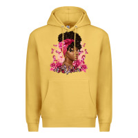 Antique Gold breast cancer afro woman Premium Hoodie - Artiststas