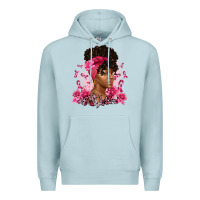 Blue Mist breast cancer afro woman Premium Hoodie - Artiststas