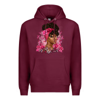 Burgundy breast cancer afro woman Premium Hoodie - Artiststas