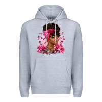 Heather Grey breast cancer afro woman Premium Hoodie - Artiststas