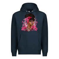 Navy breast cancer afro woman Premium Hoodie - Artiststas