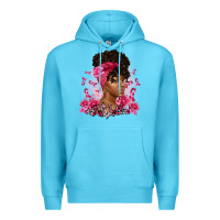 Ocean Blue breast cancer afro woman Premium Hoodie - Artiststas