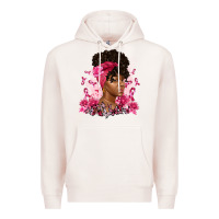 Pale Pink breast cancer afro woman Premium Hoodie - Artiststas