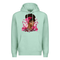 Seafoam breast cancer afro woman Premium Hoodie - Artiststas
