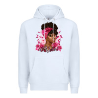 White breast cancer afro woman Premium Hoodie - Artiststas