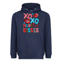 Navy xo xo hugs and kisses Heavyweight Hoodie - NancyCooperArtShop