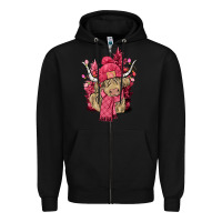 Black Pink winter long haired Cow Zipper Hoodie - NancyCooperArtShop
