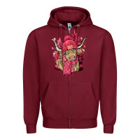 Burgundy Pink winter long haired Cow Zipper Hoodie - NancyCooperArtShop