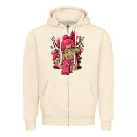 Sandshell Pink winter long haired Cow Zipper Hoodie - NancyCooperArtShop