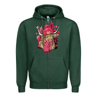 Sports Green Pink winter long haired Cow Zipper Hoodie - NancyCooperArtShop