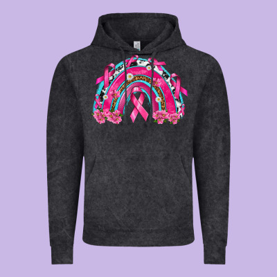 Breast Cancer Rainbow Vintage Hoodie Designed By Texasbilliewilder