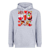 Heather Grey valentines day wine glasses Heavyweight Hoodie - NancyCooperArtShop