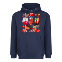 Navy valentines day wine glasses Heavyweight Hoodie - NancyCooperArtShop