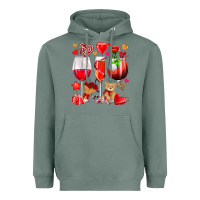 Sage valentines day wine glasses Heavyweight Hoodie - NancyCooperArtShop