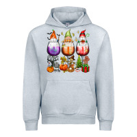 Heather Grey Hallothanksmas wine glasses and gnomes Urban Hoodie - texasbilliewilder