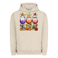 Pigment French Oak Hallothanksmas wine glasses and gnomes Urban Hoodie - texasbilliewilder