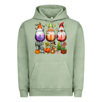 Pigment Oil Green Hallothanksmas wine glasses and gnomes Urban Hoodie - texasbilliewilder