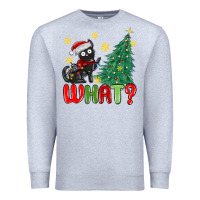Heather Grey christmas  cat  what Premium Sweatshirt - MaliasSmallBusiness