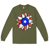Army Green sunflower puerto rico flag Long Sleeve Tee - JahusDesignShop
