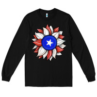 Black sunflower puerto rico flag Long Sleeve Tee - JahusDesignShop