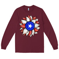 Burgundy sunflower puerto rico flag Long Sleeve Tee - JahusDesignShop