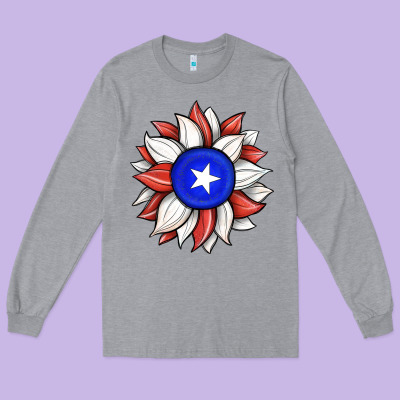 Sunflower Puerto Rico Flag Long Sleeve Tee Designed By Jahusdesignshop