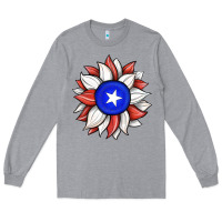 Heather Grey sunflower puerto rico flag Long Sleeve Tee - JahusDesignShop