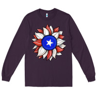 Plum sunflower puerto rico flag Long Sleeve Tee - JahusDesignShop