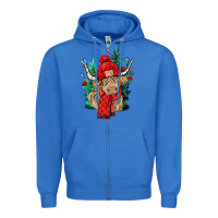 True Royal Red Christmas long haired Cow Zipper Hoodie - NancyCooperArtShop